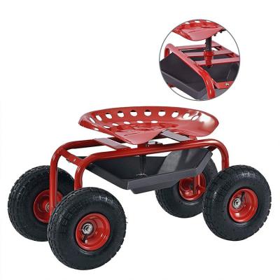 China Height Adjustable Wheeled Garden Cart Work Seat Rolling Garden Seat Cart Garden Kneeler Seat for sale