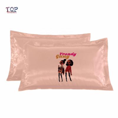 China Custom Logo Rose Gold Silk Satin Pillow Folded Cover High Quality Soft Pillowcase Pillowcase Pillowcase For Bed Throw for sale