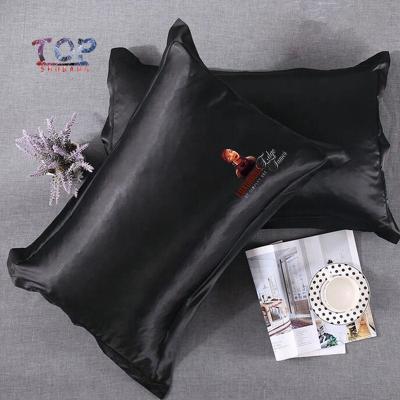 China Folded Custom Logo 12 Colors Satin Pillowcase /Pillow Case / Silk Pillow Cover With Branding for sale