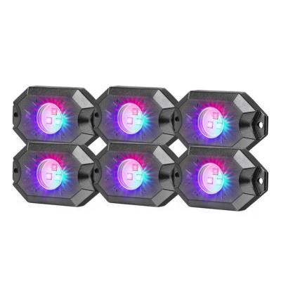 China 6 Pieces Color Changing Car Aluminum Vehicle Decorative 36 Watts Smartphone Control Led Rock Lights for sale