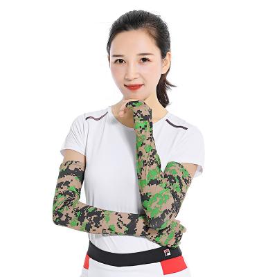 China Breathable Elastic Outdoor Seamless Cool Arm Sleeves Wear Ice Silk Fabric Cycling Sleeves for sale