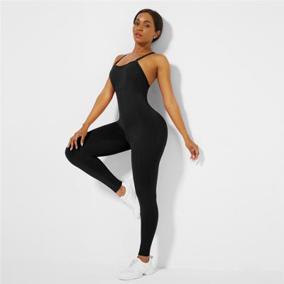 China Custom Women's ACTIVE STRETCH Women's Workout One-Piece Logo Yoga Bodysuit Jumpsuit Yoga Clothing Sports Suits Set Workout Gym Jumpsuit Pants for sale