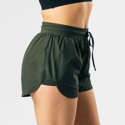 China Anti-Wrinkle Performance Workout Women's Sports Running Fitness Single Empty Gym Shorts Women Woven Sports Yoga Shorts for sale