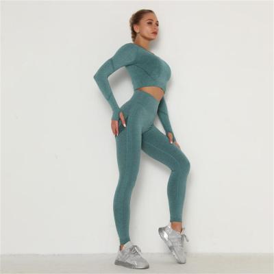 China ACTIVE STRETCH fashion women long girdles tops yoga leggings set solid colors long pants yoga suits for sale