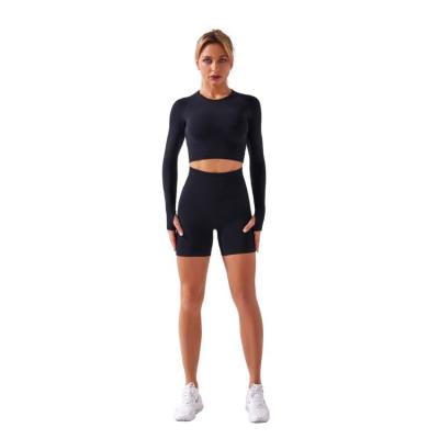 China 2021 Antibacterial High Quality Yoga Workout Fitness Running Gym Training Sports Yoga T Shirt Shorts Set Body Sculpting Underwear for sale