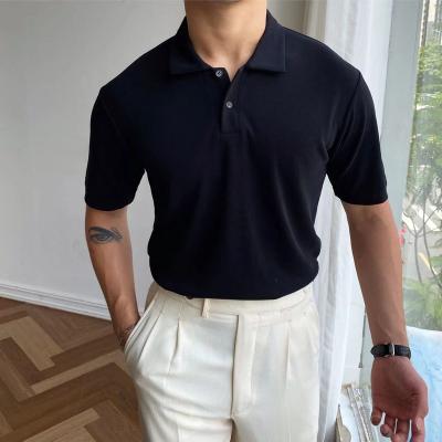 China Slim Fit Men's Slim Fit Polo Shirt Men's Polo Shirt Men's Business Casual Dress T-shirt Model Summer Luxury Ice Silk Light Anti-wrinkle Polo Neck Simple Short Sleeve for sale