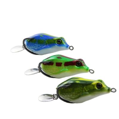 China Durable Function Soft Frog Fishing Lure 40MM Camouflage 8G Soft Frog Top Water Bait With Snakehead Hook Fishing Lure for sale