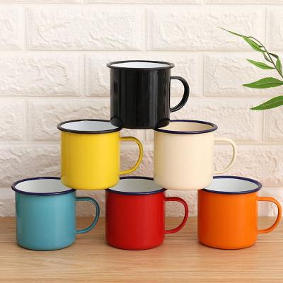 China Viable wholesale custom colored high quality personalized logo blank sublimation spotted enamel steel camping mug in bulk ready to order for sale