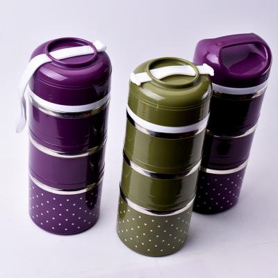 China Freshness Preservation Tiffin Carrier Lunch Snack Box Tiffin Box Stainless Steel Multilayer Metal Insulated Liner And Plastic Shell for sale