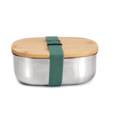 China Wholesale Freshness Keeping Eco Friendly Japan Style Food Storage Bento Container For Kids With Lid Metal 304 Stainless Steel Bamboo Bowl for sale