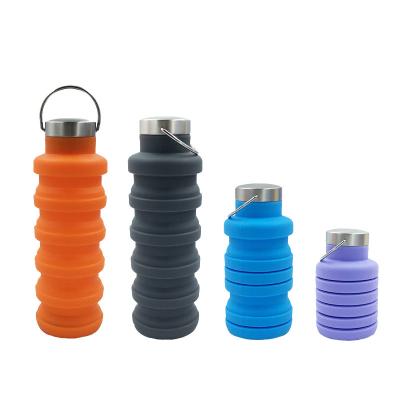 China Viable Reusable Collapsible Free Collapsible Collapsible Silicone Water Bottle Food Grade Silicone Water Bottle BPA Collapsible Water Bottles for sale