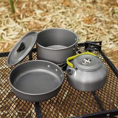 China Gas Cooker Wholesale Customized Picnic Outdoor Camping Portable Backpacking Light Rising Pots Teapot Filters Cookware Set for sale