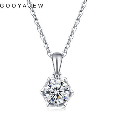 China Vintage GOOYAJEW 1ct 6.5mm D Moissanite Pendant 925 Sterling Silver Necklace New S925 Diamond Test Passed Jewelry Women's Gift H003 for sale