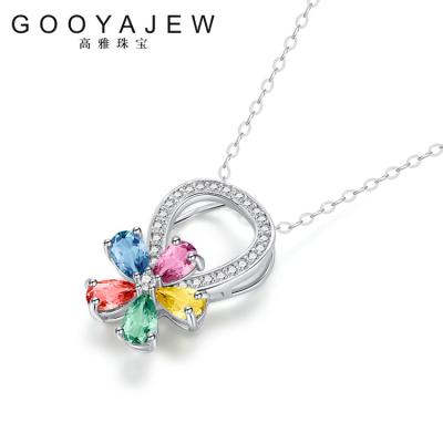 China GOOYAJEW Colorful Stone Sapphire 925 Sterling Silver Pendant Necklace 2022 CLASSIC Trend Women Gemstone S925 With Chain 1199 for sale