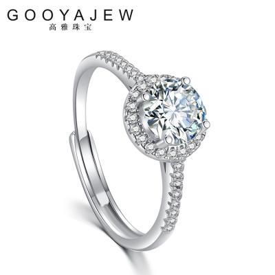 China New GOOYAJEW FASHION Jewelry Women Wedding Gift 1ct 6.5mm D Moissanite 925 Sterling Silver Rings S925 Diamond Test Passed 0873 for sale