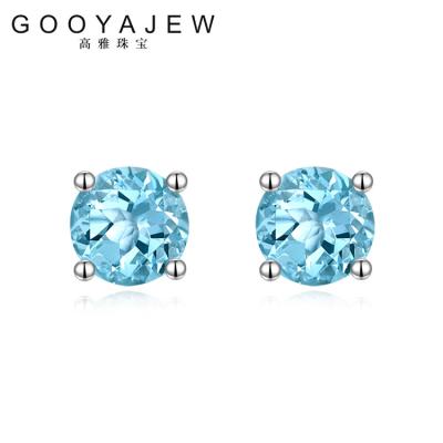 China Vintage GOOYAJEW Really Vintage 925 Topaz 925 Topaz Blue Fine Jewelry Four Claw JA025 Sterling Silver Women Gemstones Gift S925 Stud Earrings for sale