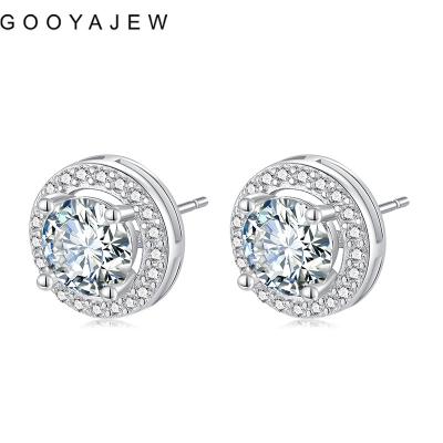 China GOOYAJEW Vintage Jewelry Women Wedding Gift 1ct 6.5mm D Moissanite 925 Sterling Silver Earrings New S925 Diamond Test Passed 0827 for sale