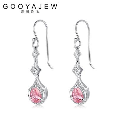 China Pink Gem Gemstones Gift S925 Sterling Silver Trend Women Stone Stud Earrings 2022 Vintage Tourmaline 925 Fine Jewelry 5006 GOOYAJEW for sale