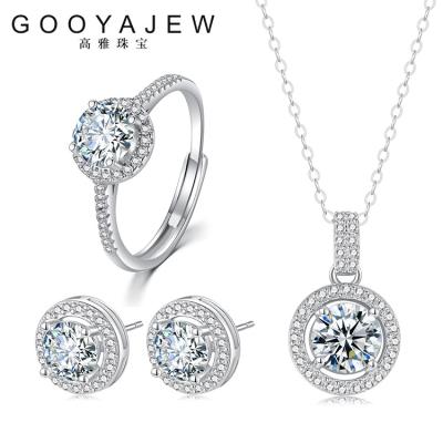 China GOOYAJEW Vintage Jewelry Sets Women S925 Gift 0842 1ct 6.5mm D Moissanite 925 Sterling Silver Necklace Rings Earrings for sale