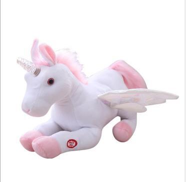 China Electric Singing Light Unicorn Plush Toy Stuffed Animal Pet Toys 28cm Up Luminous Unicorn Dolls for sale