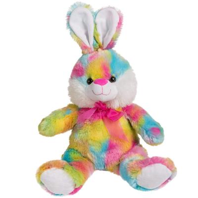 China Multicolor Rainbow Bunny Stuffed Animal Rabbit Plush Toy for sale