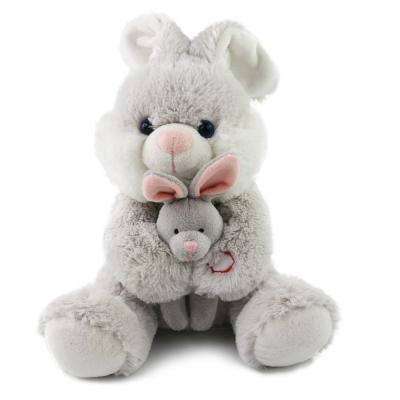 China Custom Gray Plush Motor Driven Rabbit Animal Mother and Soft Baby Toy for sale