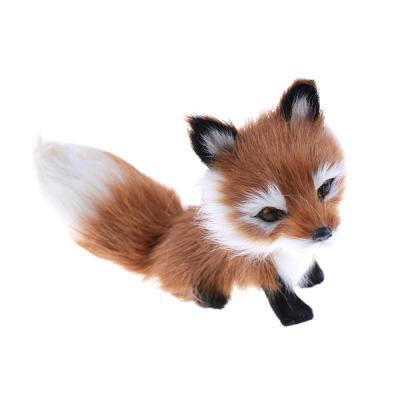 China Plush Simulation Fox Toy Mini Squatting Fox Model /Lifelike Toy for sale