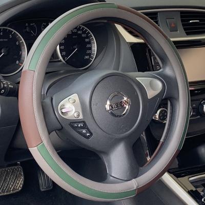 China Sports Color Matching PU Green Leather Steering Wheel Cover For Car for sale