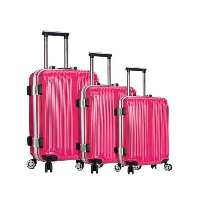 China Universal Lightweight OEM Wheel PC Frame tsa Lock Aluminum Shallow Aluminum PC Boarding Luggage Sets for sale