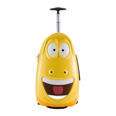 China Print Hard PP Cartoon Ride On Outdoor Travel School Trolley Bag Mini Yellow Kids Carry On Suitcase Luggage for sale