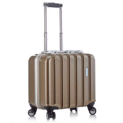 China Small PC OEM PC+ABS tsa brown universal sports trolley case lock 4wheel aluminum folder suitcases for sale