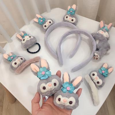 China Factory Price Cartoon Doll Rabbit Head Bunny Head Rope Elastic Band Soft High Quality Soft Plush Hairpin Bunny Ears Face Wash Headband for sale