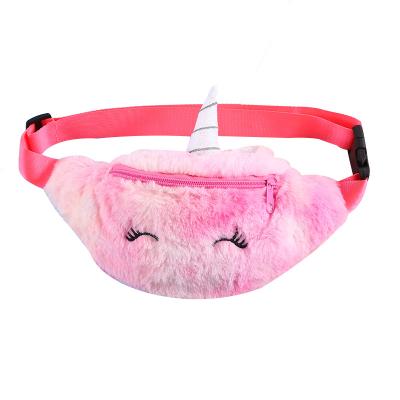 China Cute Student Girls Adjustable Pussy Pack Mini Plush Unicorn Cartoon Tossed Pouch Plush Unicorn Adjustable Waist Bag for sale