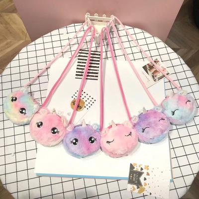 China Factory price 2021 new design big eyes bag high quality cute decorative diagonal unicorn plush latest fasion \ diagonal bag for sale