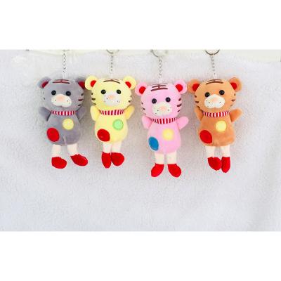 China New Design Factory Price Plush Toy 4 Colors Plush Tiger Embroidery Pattern Polka Dot Plush Key Chain Cute Custom Plush Tiger Pendant for sale