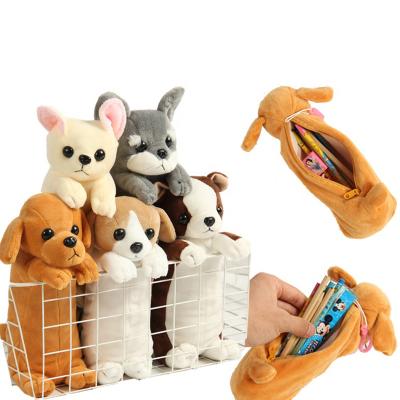 China Schools & Offices Golden Retriever Pencil Case Plush Cardboard Dog Case Student Station Plush Dog Bag Box Factory Wholesale Directly Sale for sale