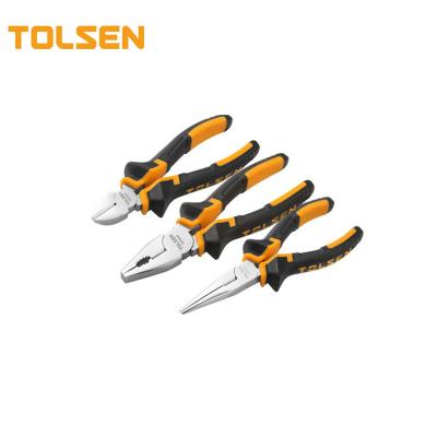 China TOLSEN 10400 Long Nose Pliers Set 3pcs DIY Tools Cutting Pliers Set with Plastic Handle for sale