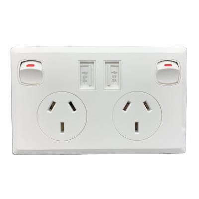 China Wall Outlet 2 USB2 Switch 2 Socket CKPM 220v 3 Pin 13a Residential/General Purpose Copper Customized Logo Origin Factory for sale