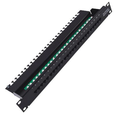 China Metal Phone Patch Panels WITHOUT Left LAN 8 12 24 25 48 50 Modules RJ11 RJ45 Cat3 Cat5e Cat6 Cat7 Racks Mounted for sale