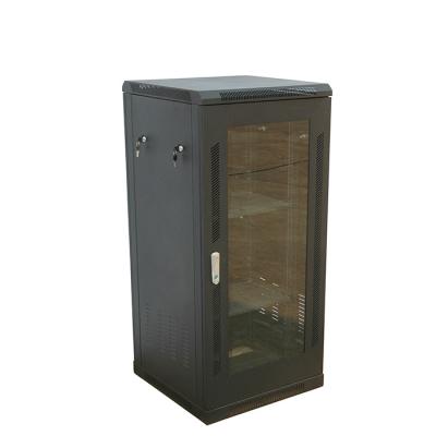 China Metal Network Floor Standing Cabinet Rack SPCC Tempered Glass Vented Door Telecom Data Center Indoor Factory Direct for sale