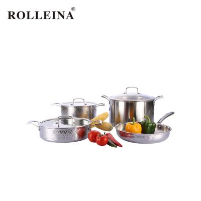 China Factory Supply Sustainable Stainless Steel Induction Kitchen Cookware Triple Clad Set for sale