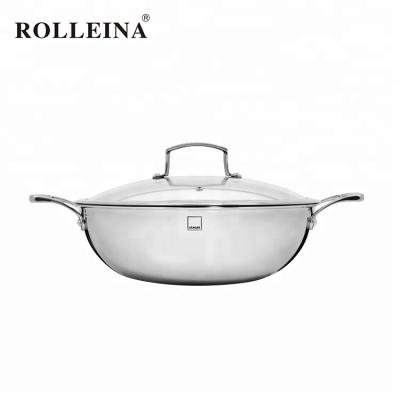 China Viable New Product Cooking Pan Tri-Ply Stainless Steel Big Wok for sale