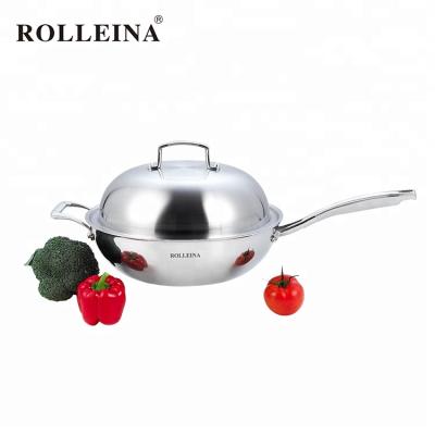 China Viable High Quality Tri-Ply Stainless Steel Pan Clad Frying Wok for sale