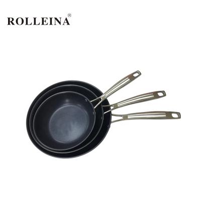 China Sustainable Customized Promotional Kitchen Cooking Stainless Steel Pan Set Frying Tri-Ply Non-Stick Coating for sale