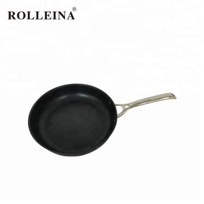 China Stainless Steel Tri Ply Professional Kitchen Sustainable Cookware Non Stick Frying Pan With Long Handle for sale