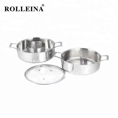 China Sustainable New Products Induction Cookware Stainless Steel Restaurant Food Heater Triple Clad Hot Pot for sale