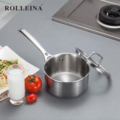 China Sustainable High End Household Stainless Steel Tri Fold Soup Pot Milk Sauce Pan for sale