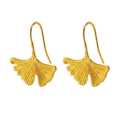 China Popular office/career in Europe and the United States exaggerated retro personality metal Ginkgo leaf earrings women's fan cool earrings for sale