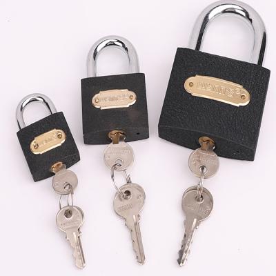 China Low Price Durable Favorable Iron Padlock With Keys And Lock Core Copper Bottom Unlocking Black Padlock for sale