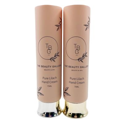 China Popular Matte Brown Cosmetic Round 75ml Squeeze Hand Cream Tubes Custom Plastic Tube With Silver Screw Lid For Cosmetic Packaging for sale